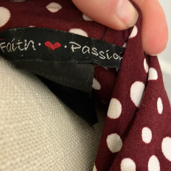 Faith and Passion Brand, size small burgundy dress white polka dotted dress. - Picture 6 of 6